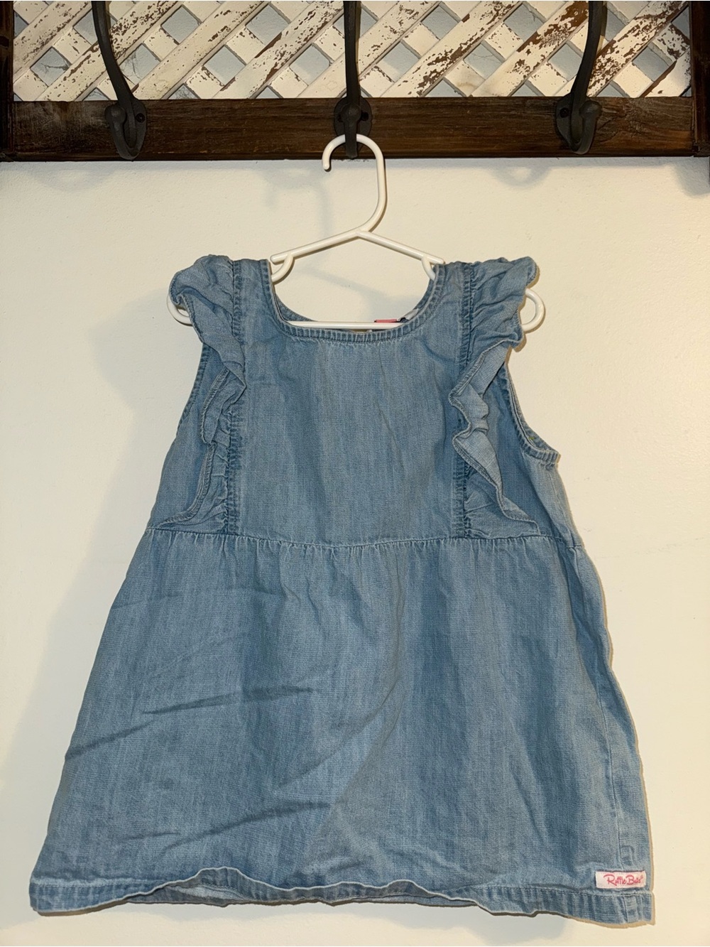 Ruffle Butts Light Blue Denim Ruffle Tank Top